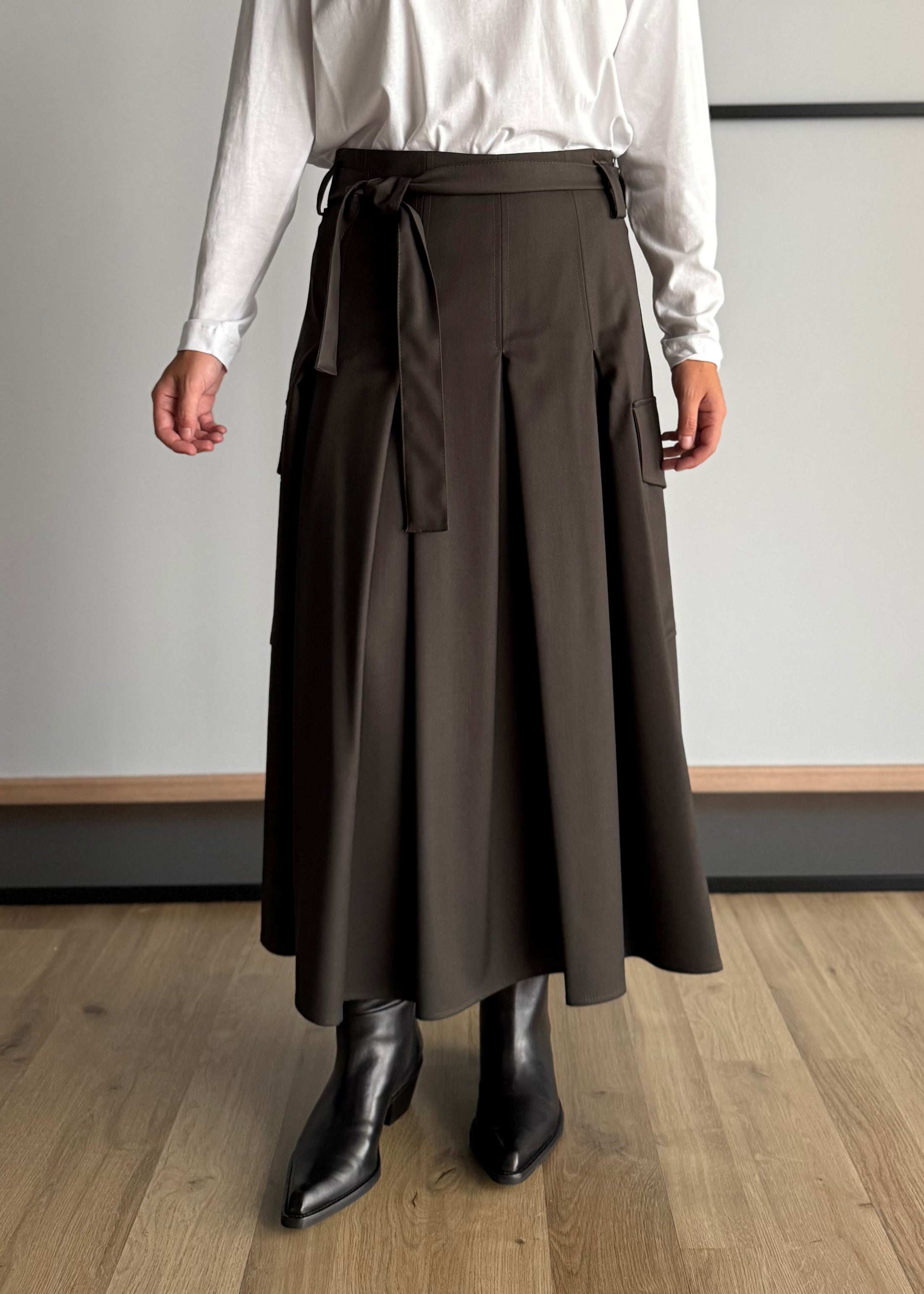 Gonna midi cargo militare con cintura - KONTATTO