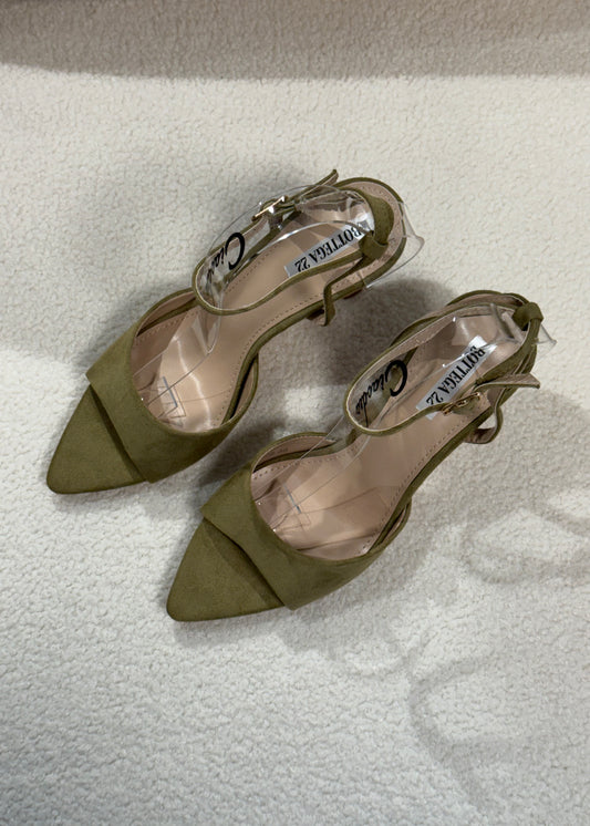 Sandali in suede verde oliva