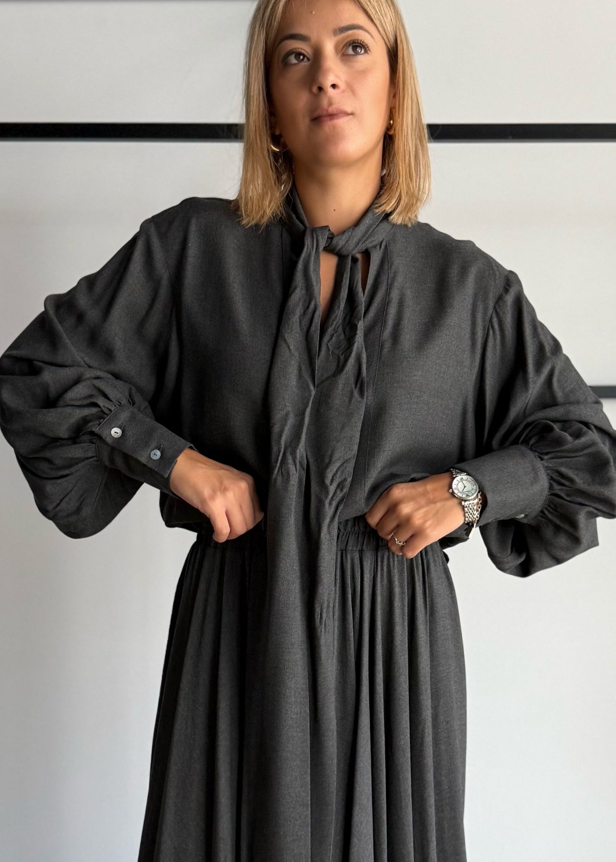 Blusa con fiocco antracite - PHILIALOFT