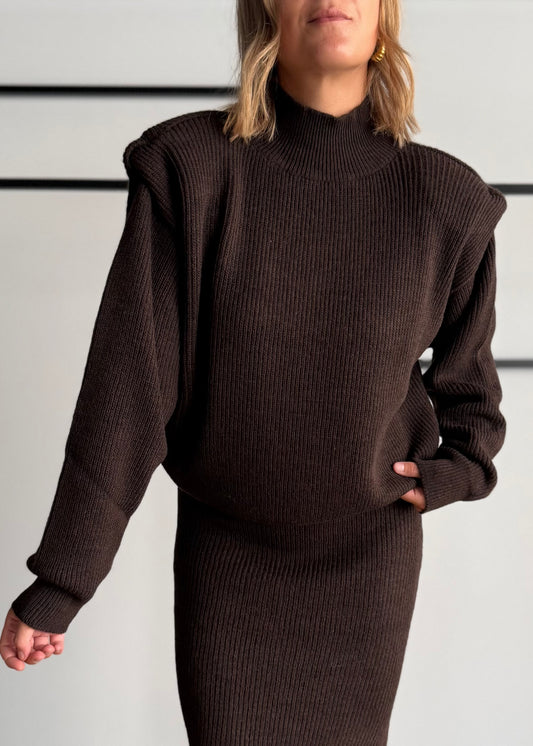 Maglia lupetto con spalle strutturate moro - KONTATTO