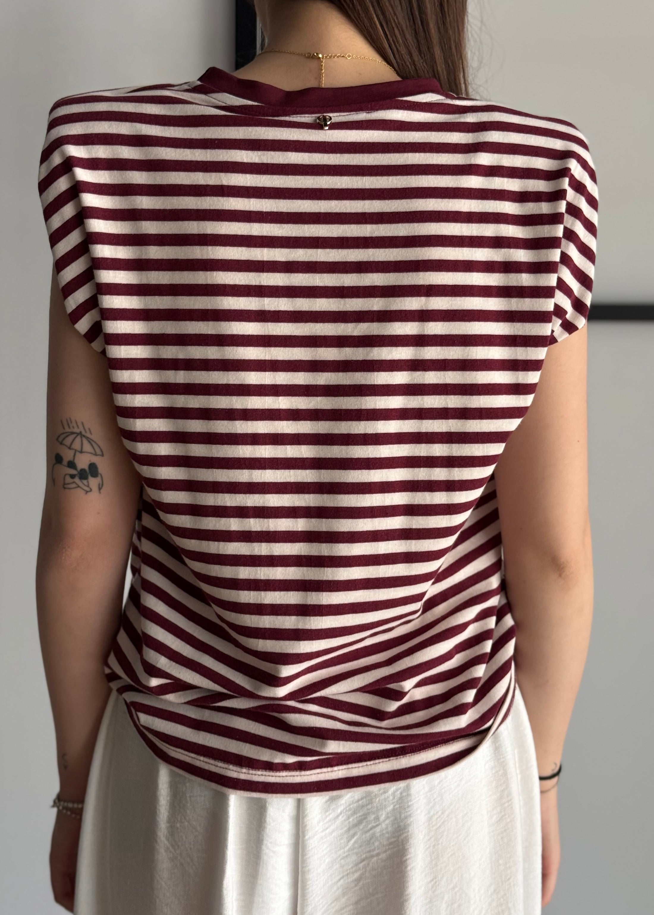 T-shirt PHILIALOFT rigata india con spalline strutturate