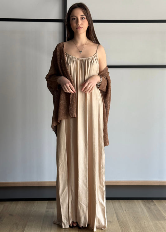 Abito lungo ZAHJR in satin avena