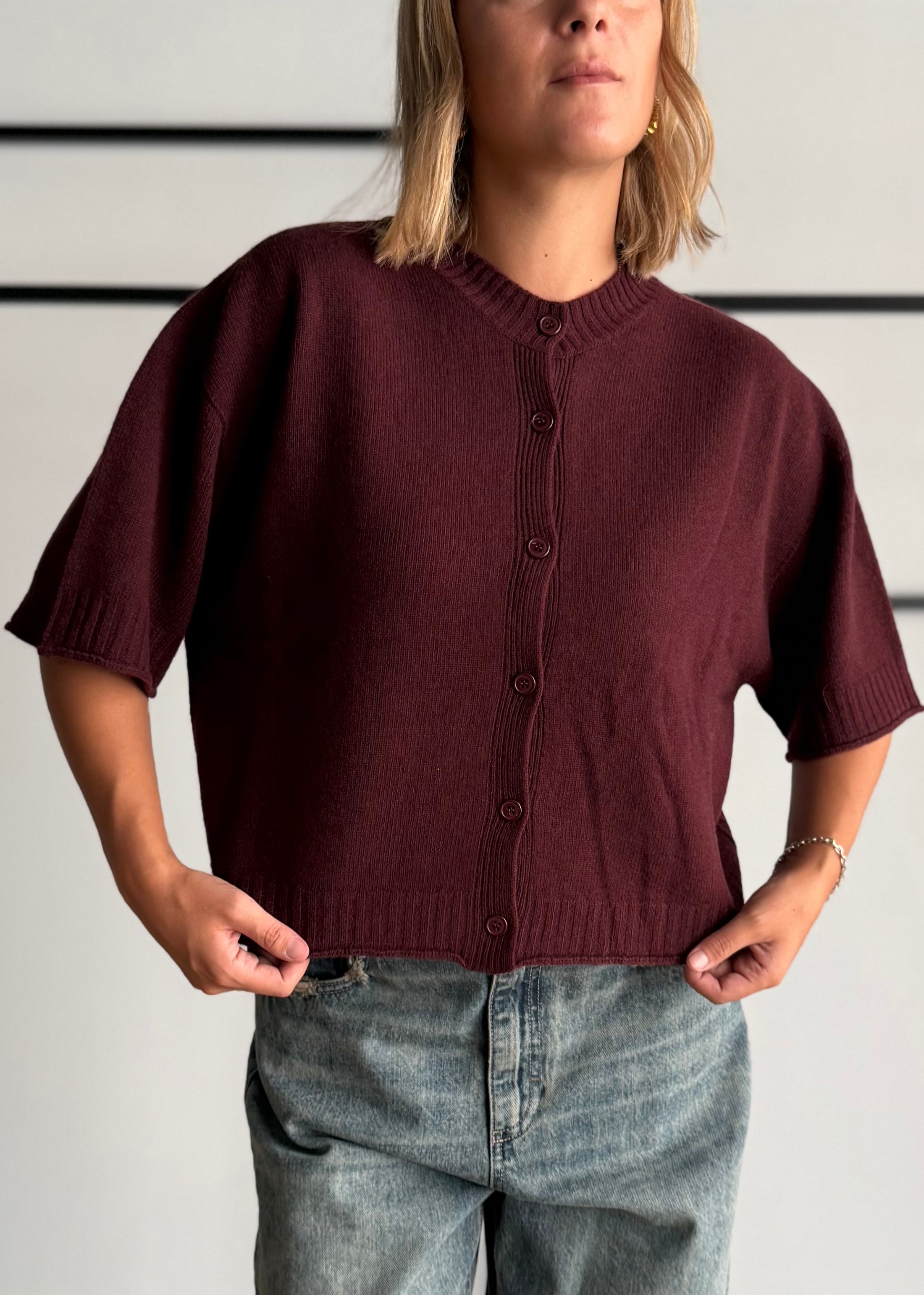 Cardigan over manica corta Marsala - KONTATTO