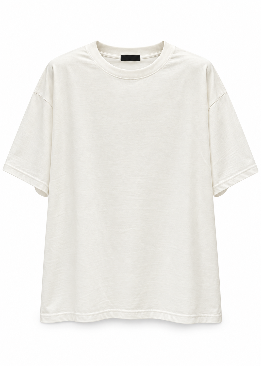 T-shirt over bianco sporco con spallina imbottita