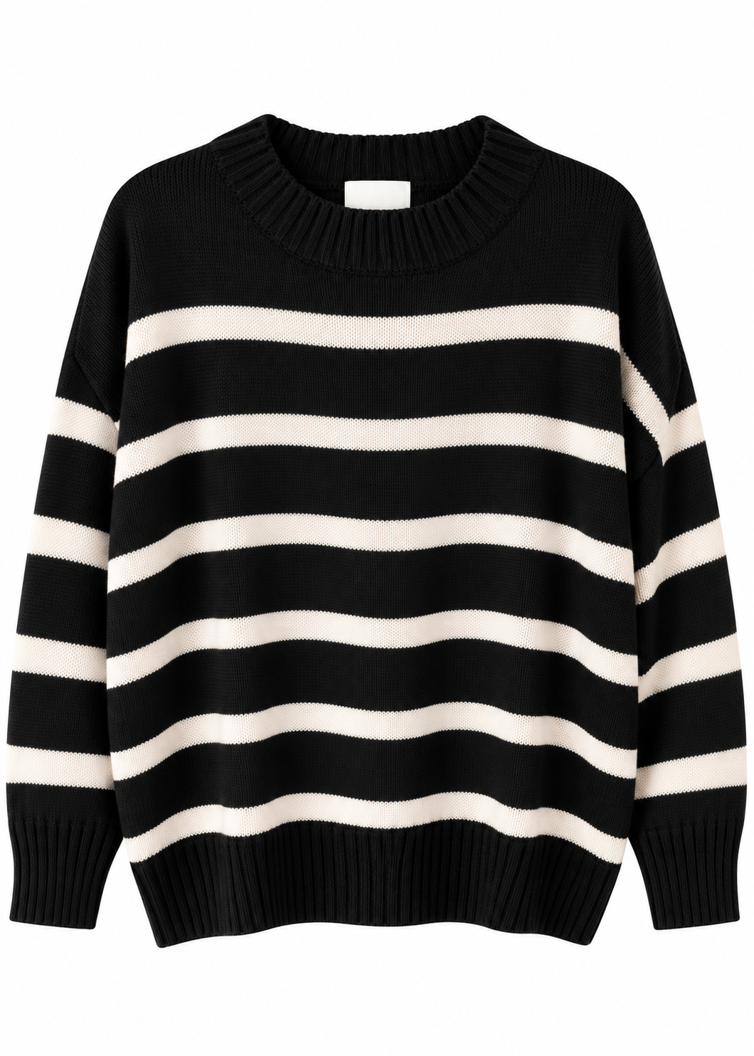 Maglia over a righe nera - ZAHJR