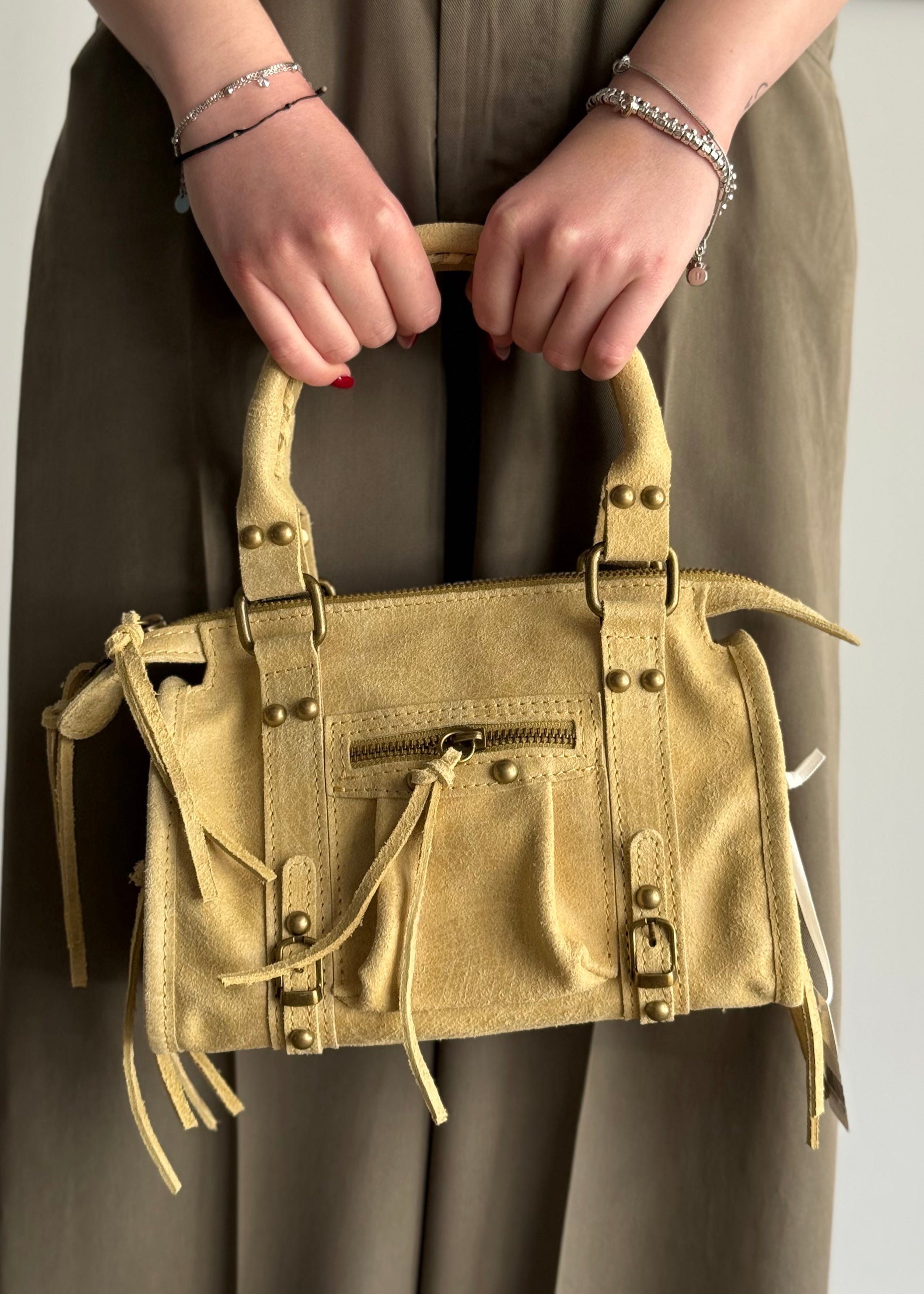 Borsa THEVICE in pelle scamosciata gialla