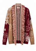 Carica l'immagine nel visualizzatore della galleria, Cardigan jacquard con frange mastice - KONTATTO
