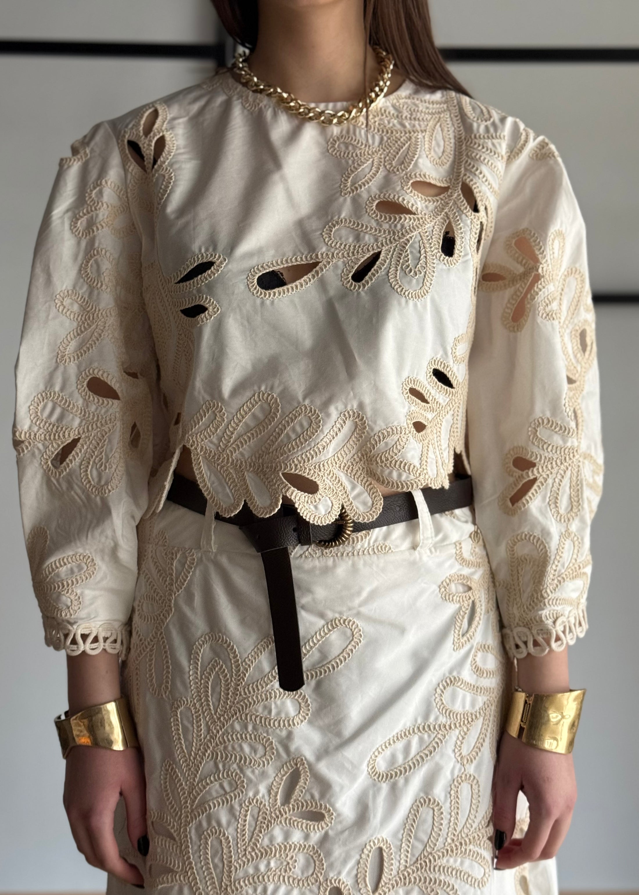 Camicia cropped PHILIALOFT ricamata