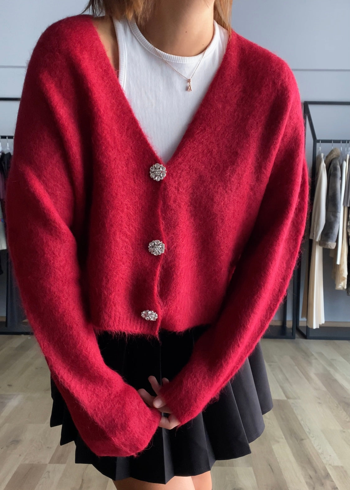 Cardigan con bottoni gioiello