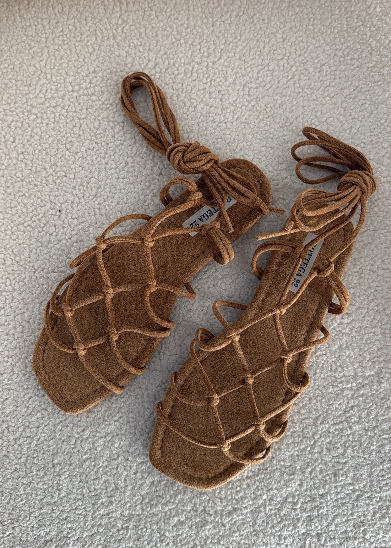 Sandali alla schiava in suede camel