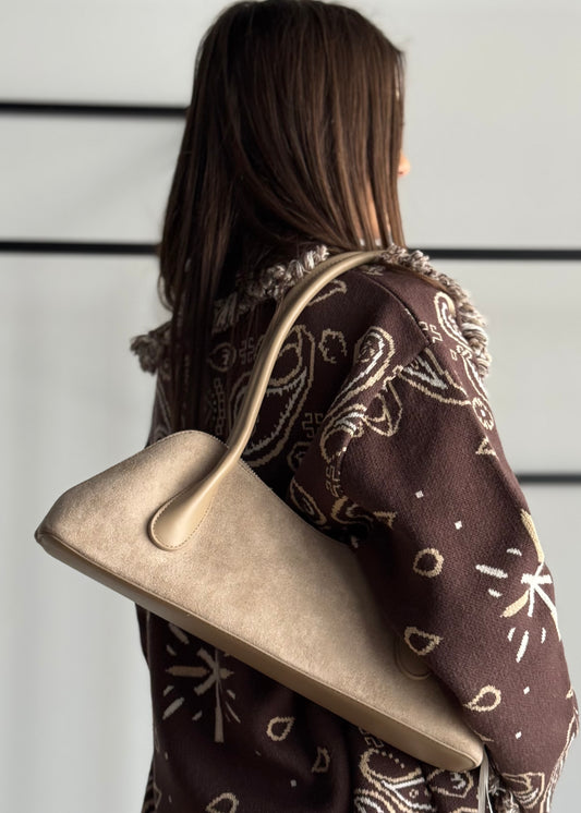 Borsa a spalla THEVICE in suede avorio