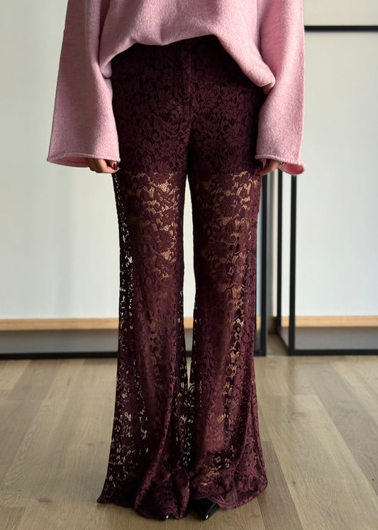 Pantaloni a zampa in pizzo -PHILIALOFT