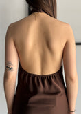 Carica l'immagine nel visualizzatore della galleria, Abito lungo satin ZAHJR moro con pizzo
