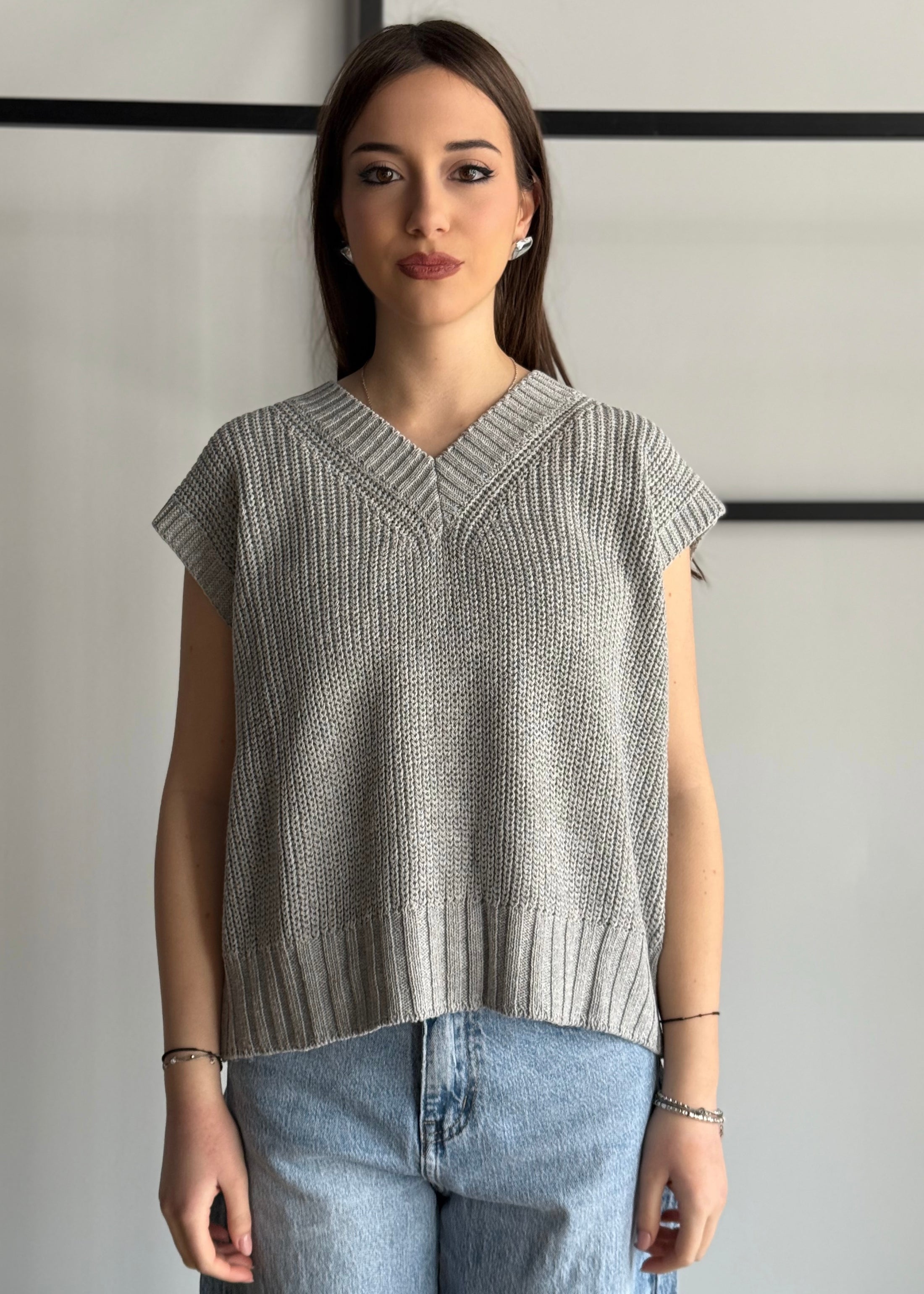 Gilet ZAHJR in maglia perla