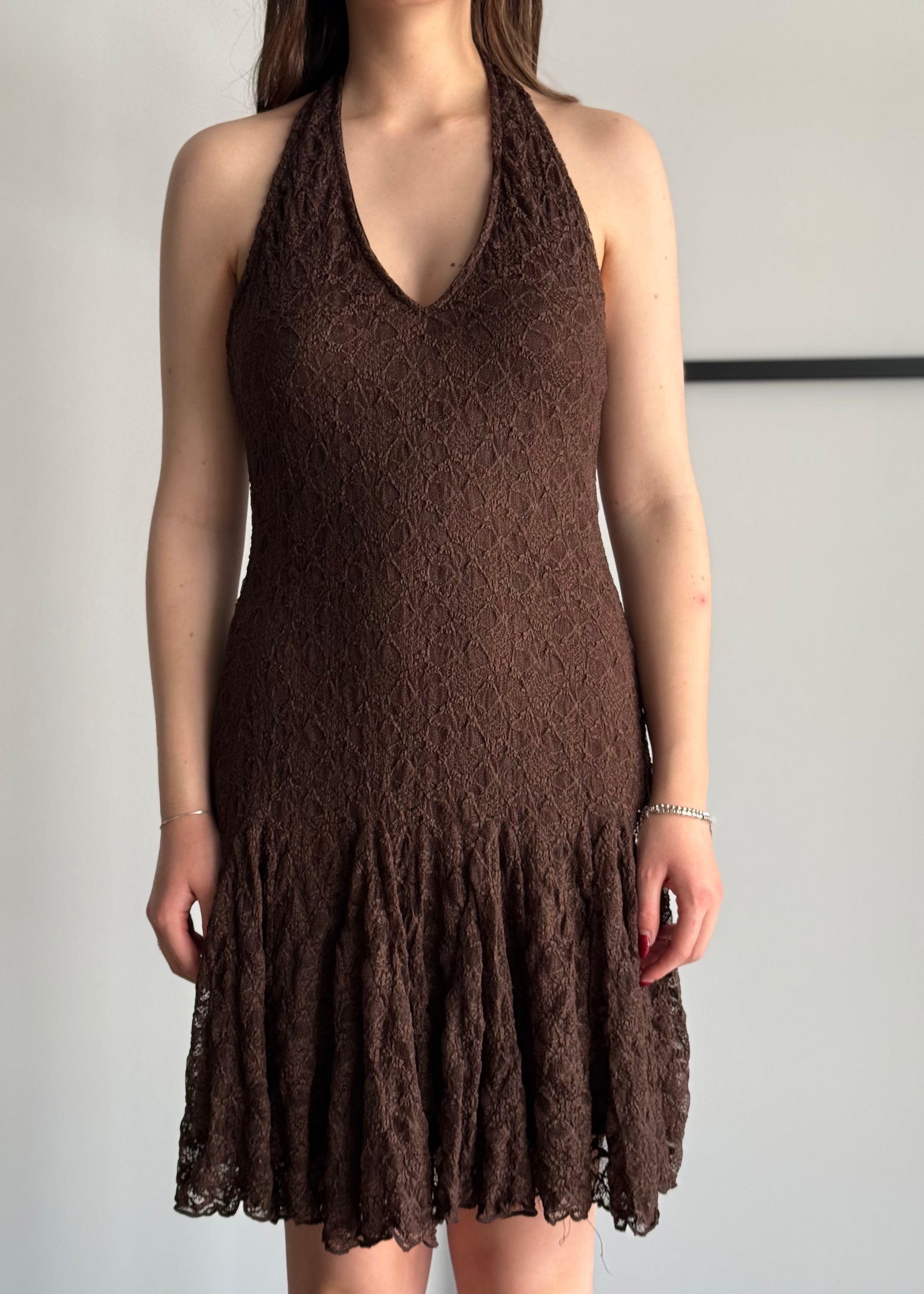 Abito halter in pizzo moro