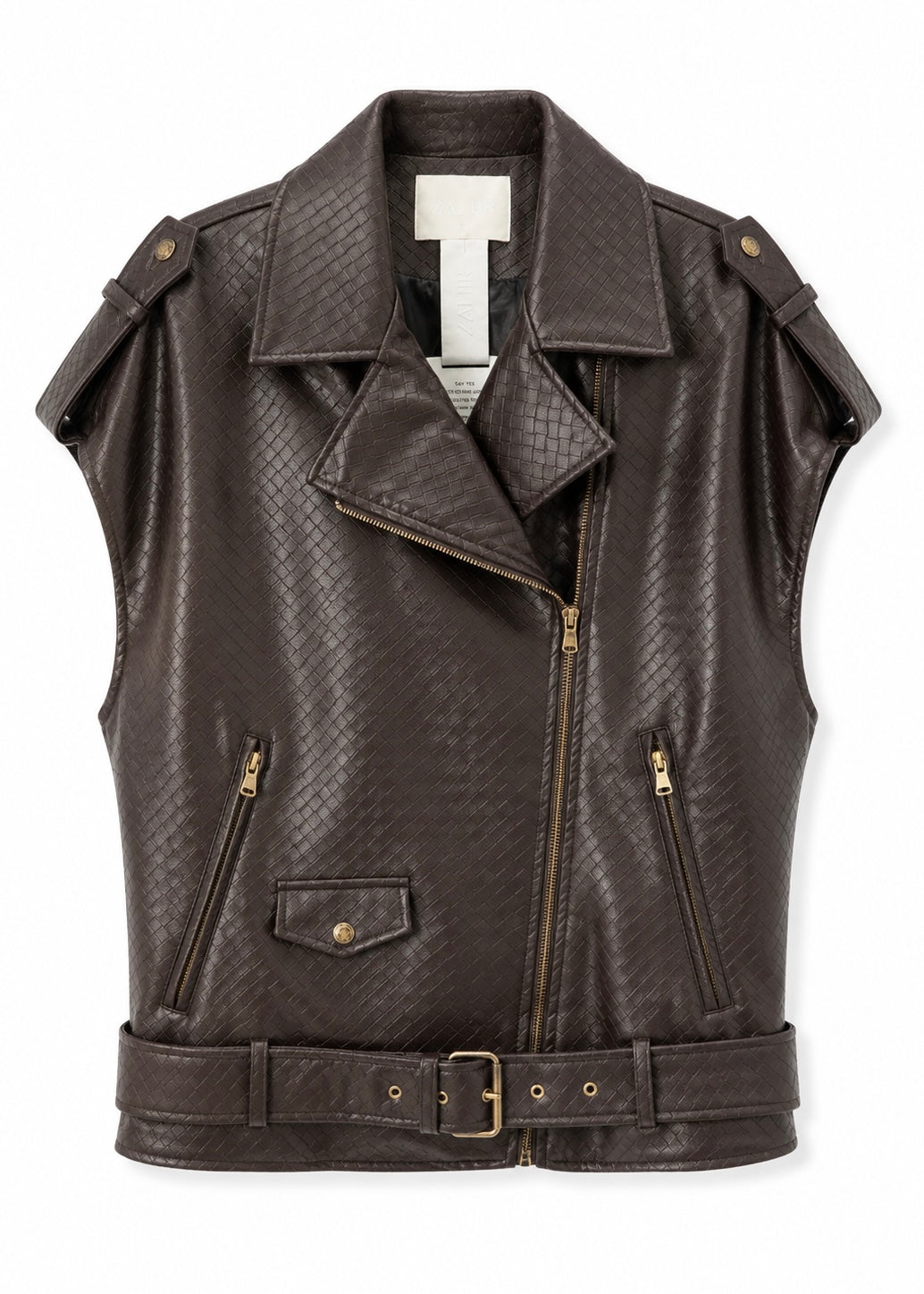 Gilet biker moro effetto pelle intrecciata - ZAHJR