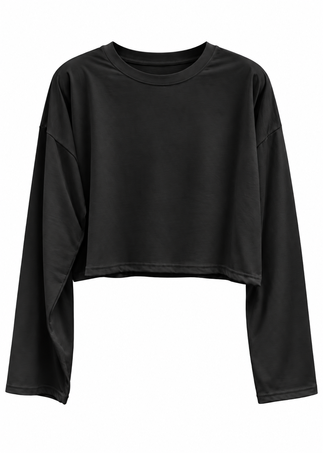 T-shirt cropped nera con spalline imbottite