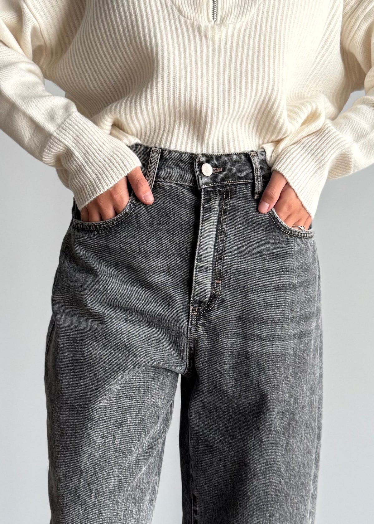 Jeans wide leg grigio washed - PHILIALOFT