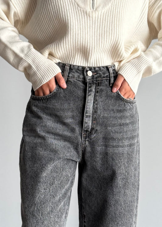 Jeans wide leg grigio washed - PHILIALOFT