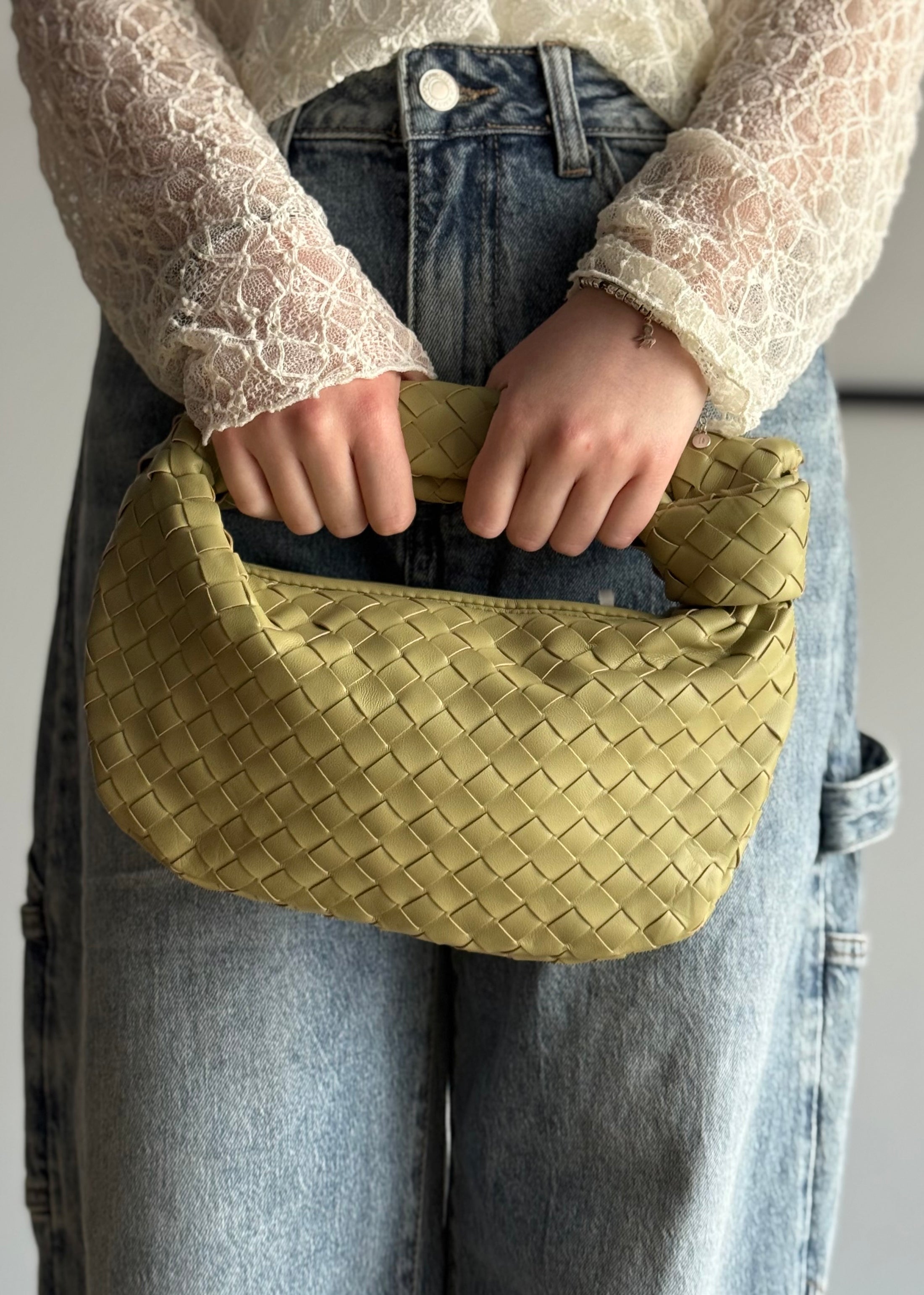 Borsa THEVICE intrecciata salvia