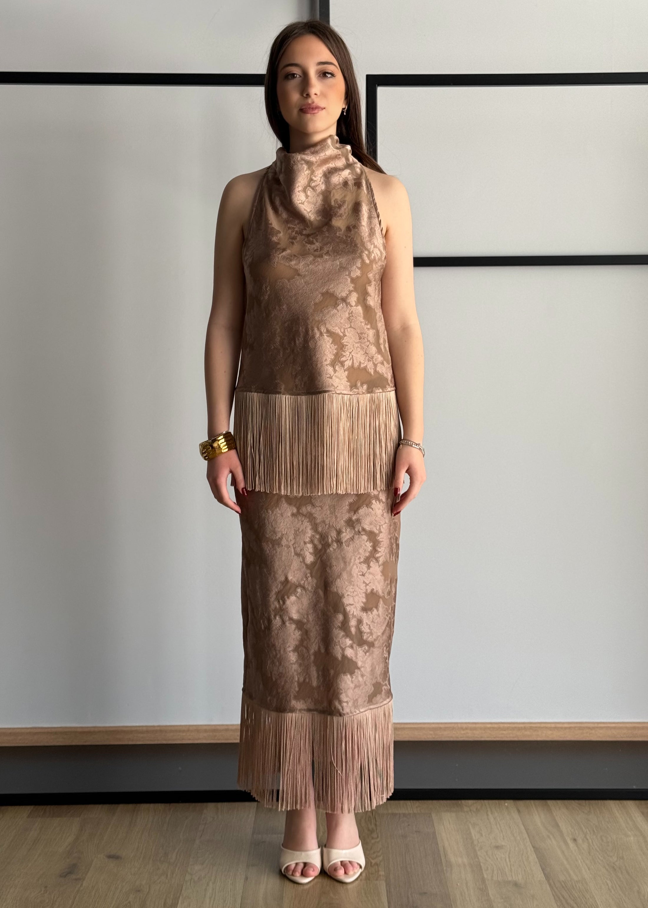 Top jacquard PHILIALOFT con frange