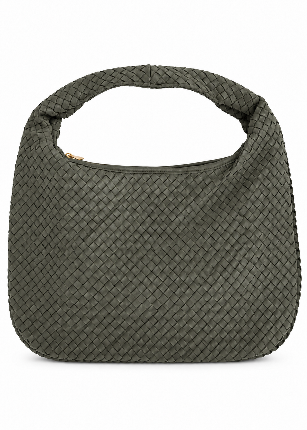 Borsa hobo intrecciata in suede militare