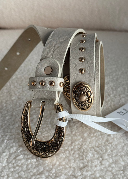 Cintura THEVICE con borchie crema