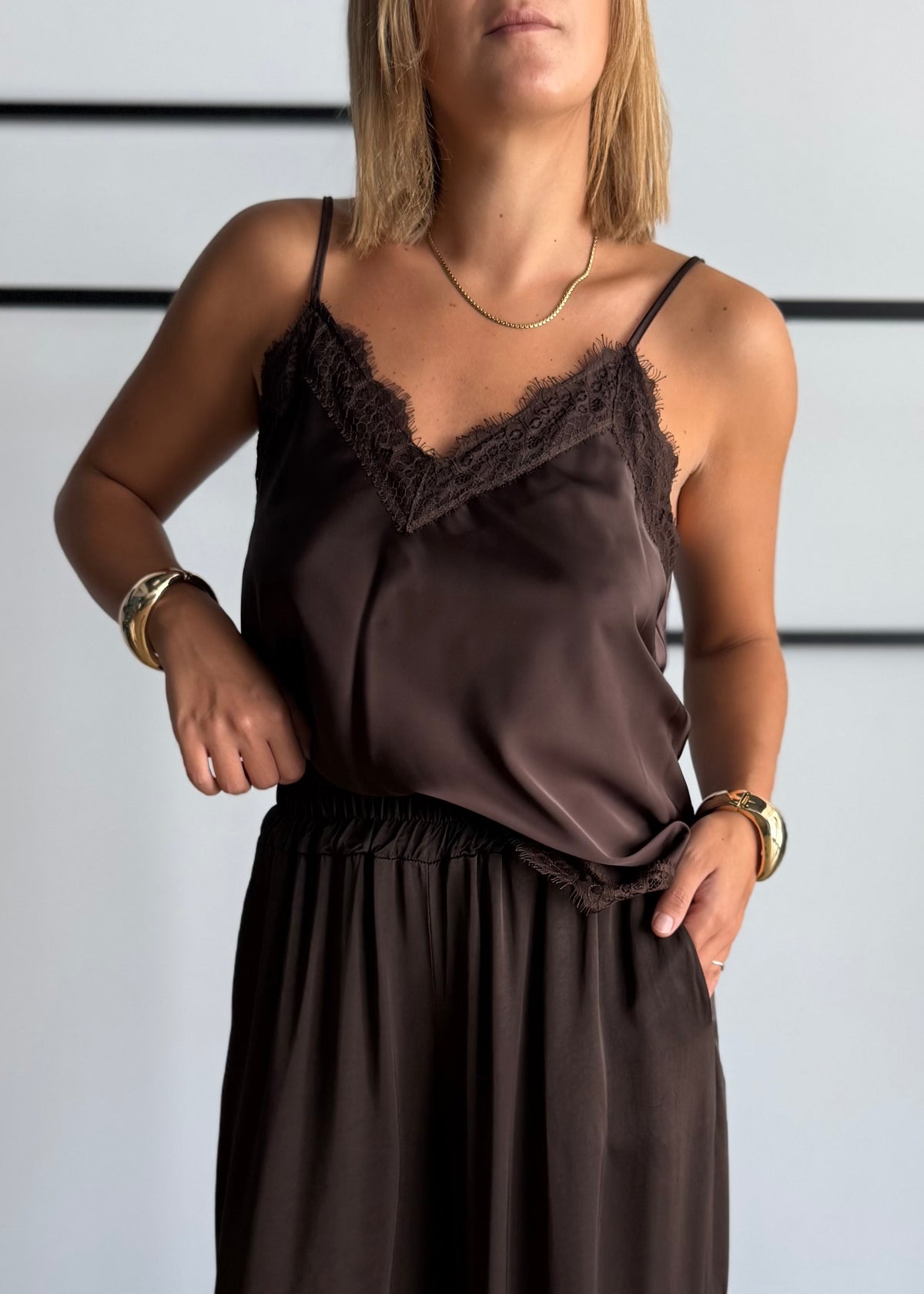 Top lingerie moro con pizzo - ZAHJR