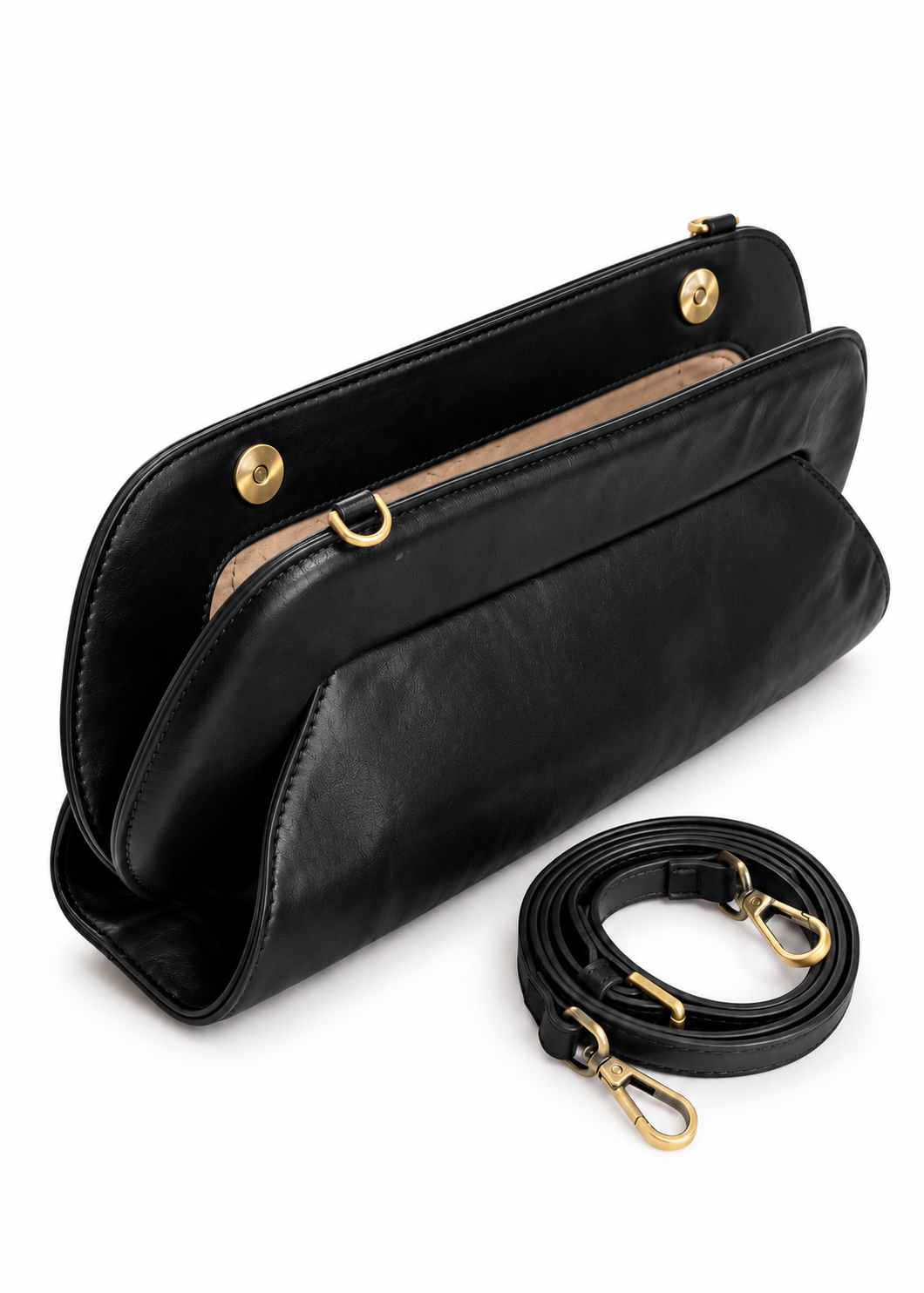Borsa clutch nera con tracolla
