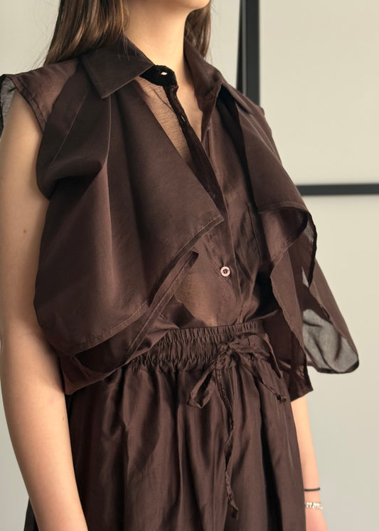 Camicia moro trasparente con volant