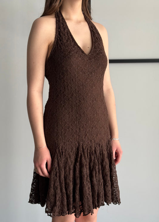 Abito halter in pizzo moro