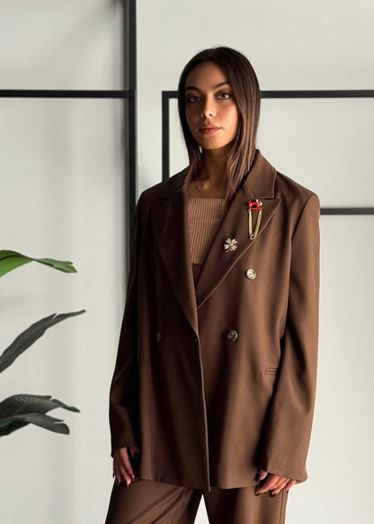 Blazer doppiopetto con spille gioiello -ZAHJR