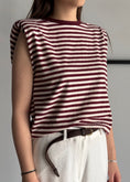 Carica l'immagine nel visualizzatore della galleria, T-shirt PHILIALOFT rigata india con spalline strutturate
