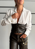 Carica l'immagine nel visualizzatore della galleria, Camicia corsetto in ecopelle moro - PHILIALOFT
