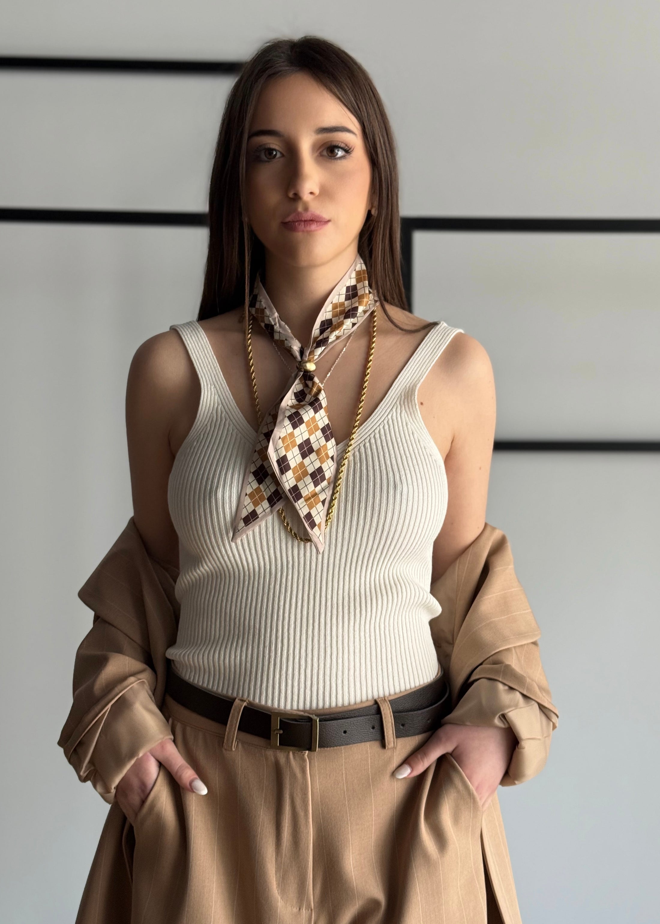 Top KONTATTO a coste panna