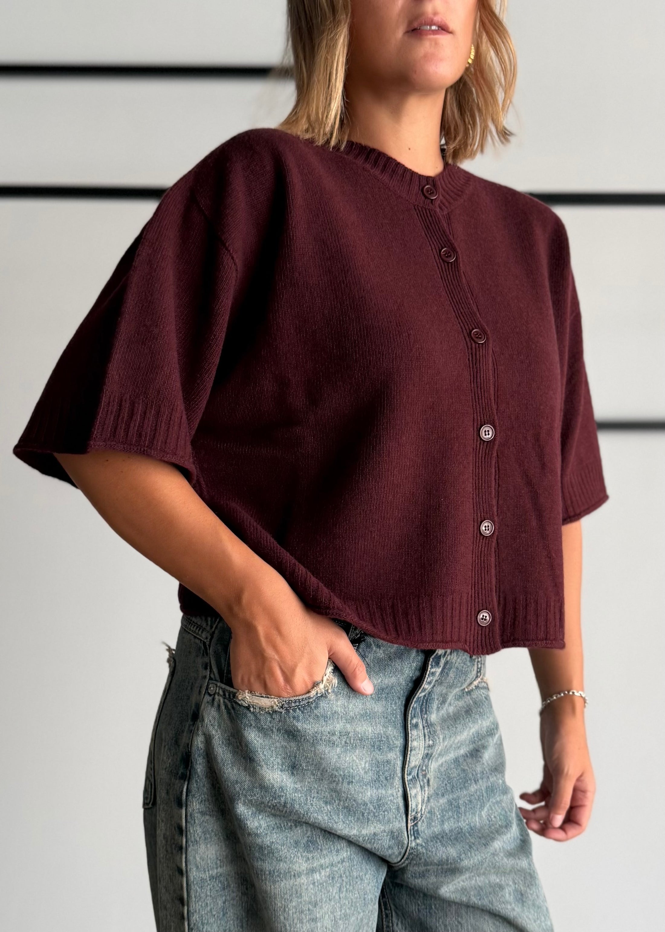 Cardigan over manica corta Marsala - KONTATTO