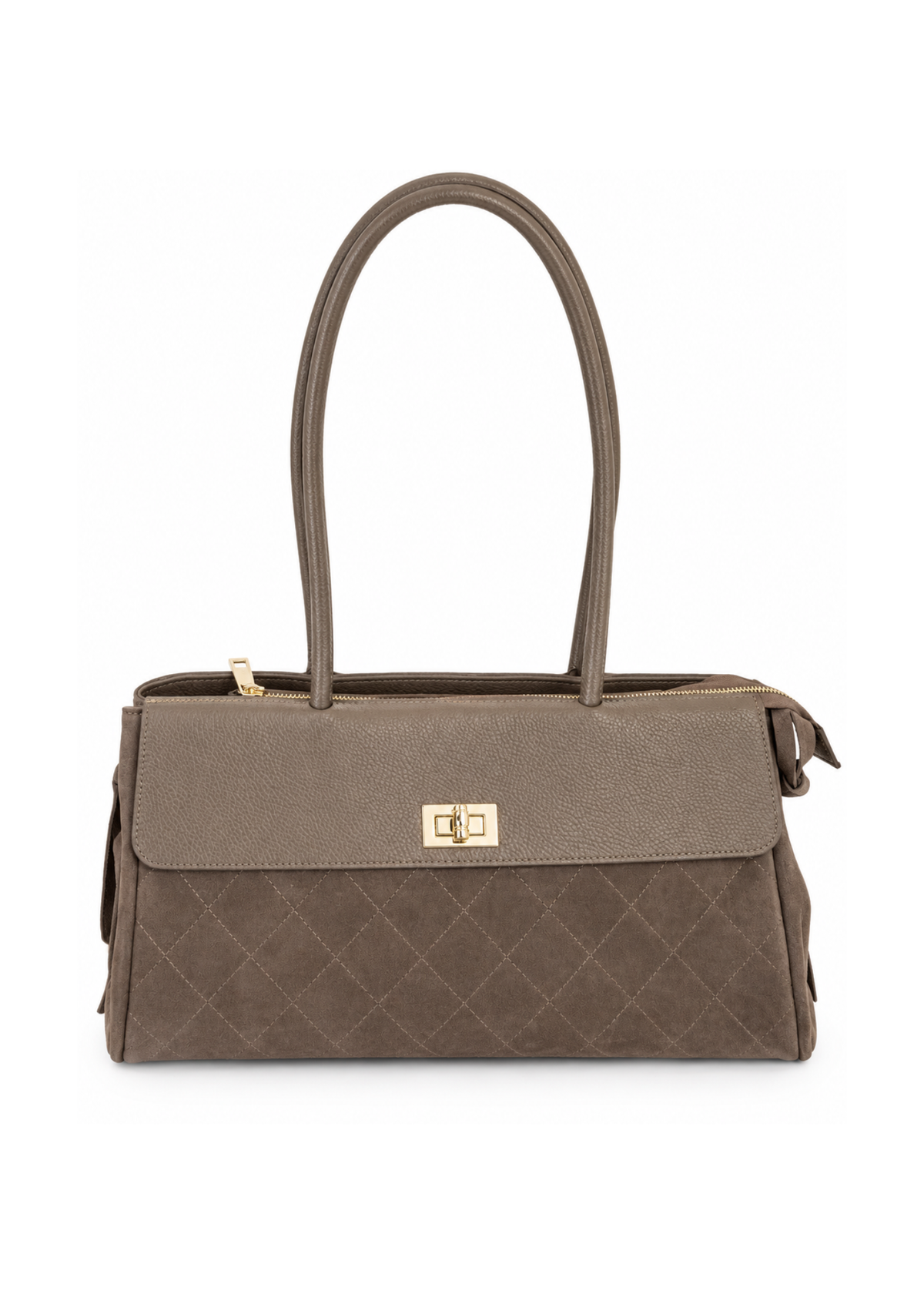 Borsa in pelle e suede taupe