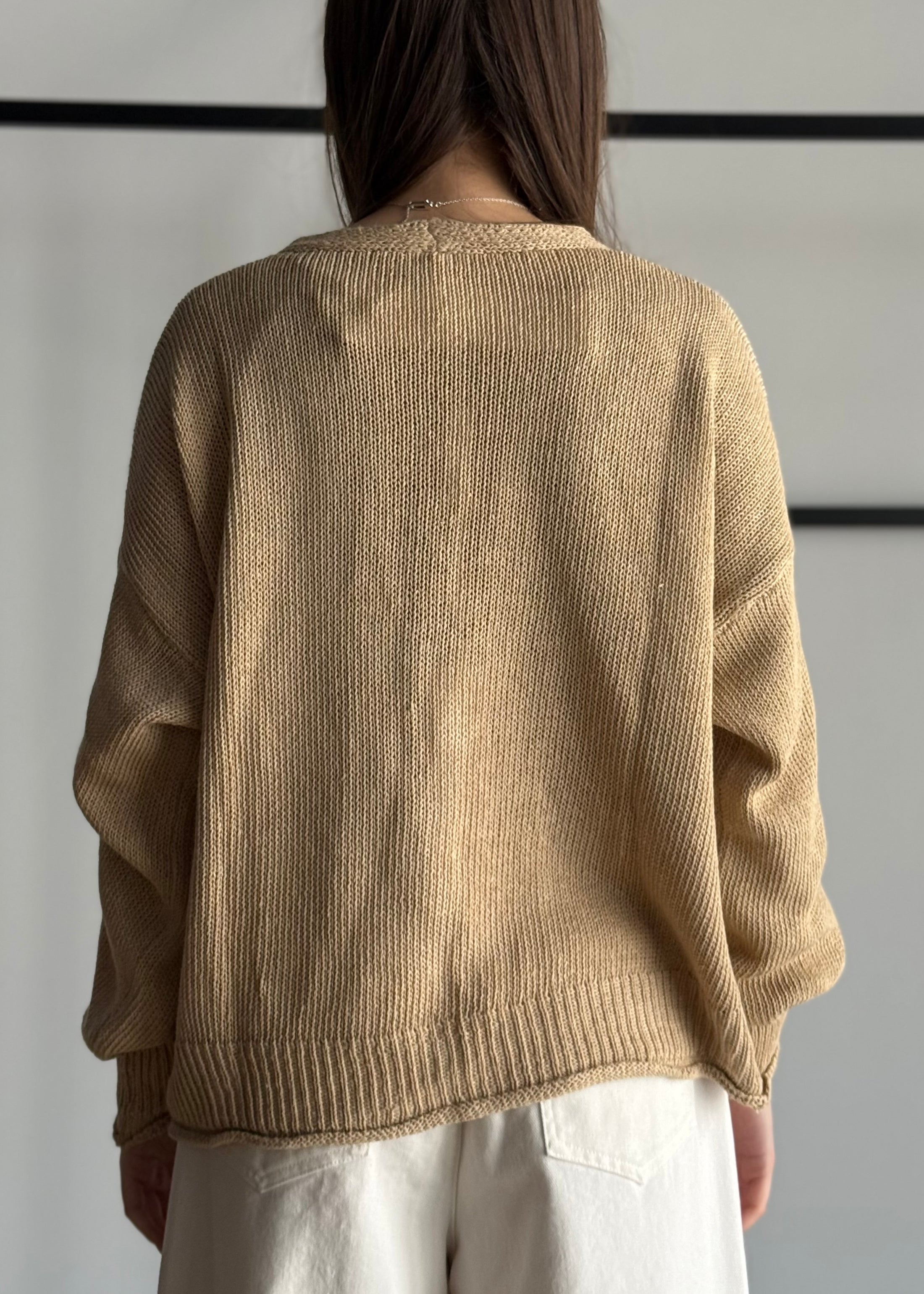 Cardigan ZAHJR cammello con bottoni in legno