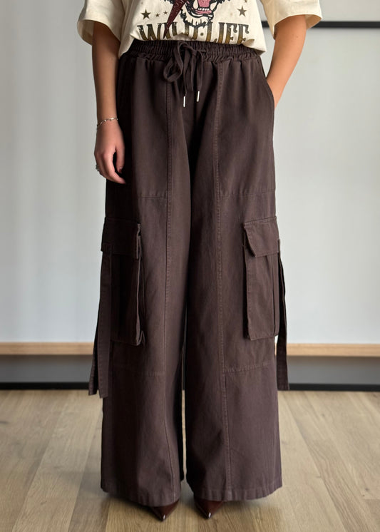 Pantaloni cargo wide leg con tasconi -KONTATTO
