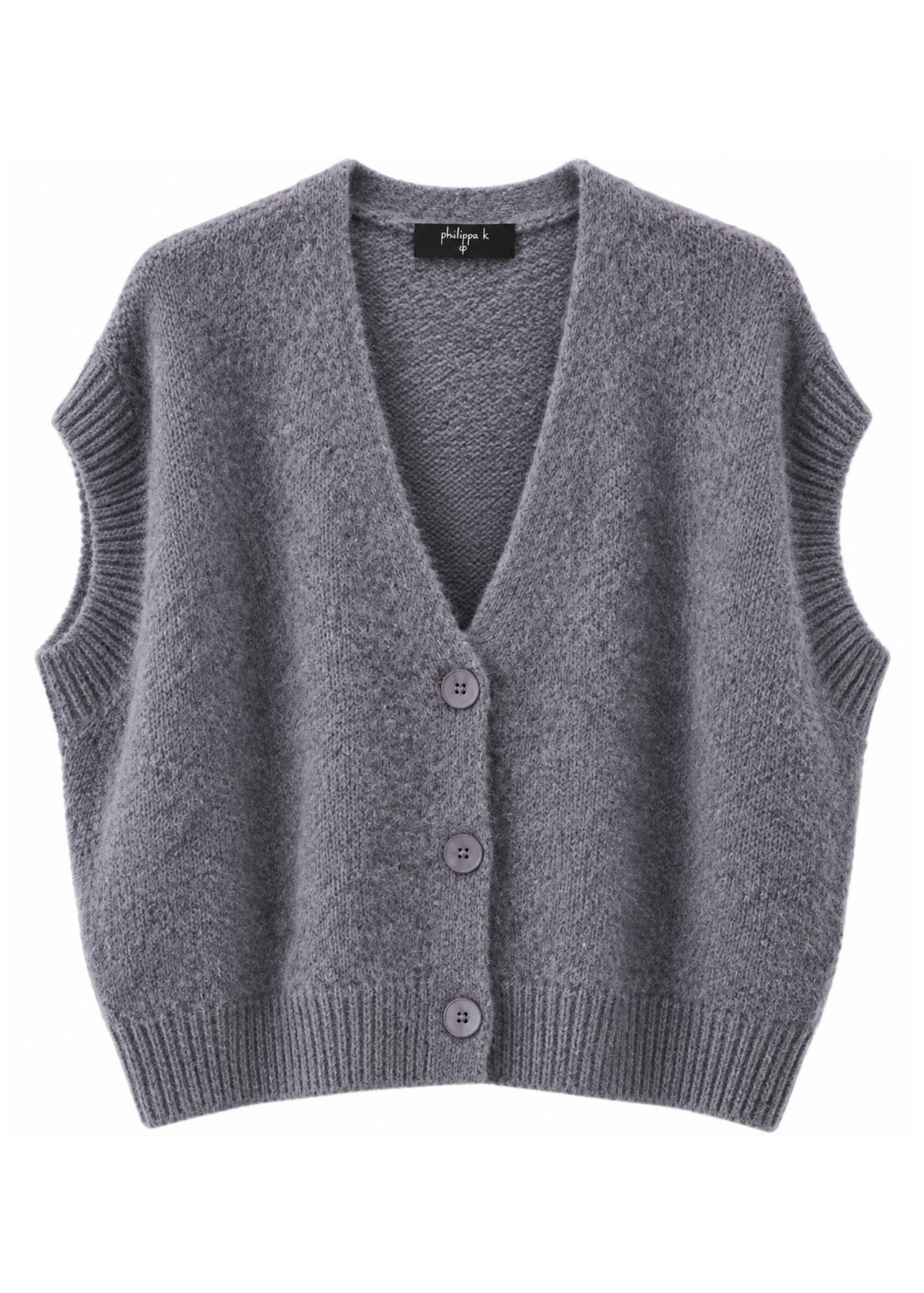 Gilet piombo in maglia soft con bottoni - PHILIALOFT