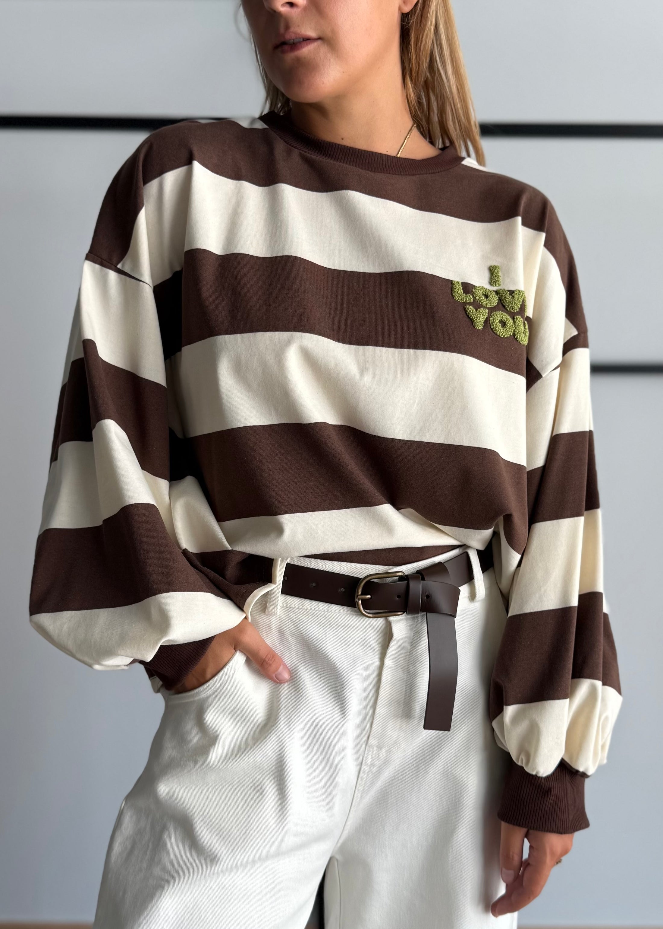 T-shirt manica lunga rigata - ZAHJR