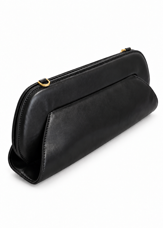Borsa clutch nera con tracolla