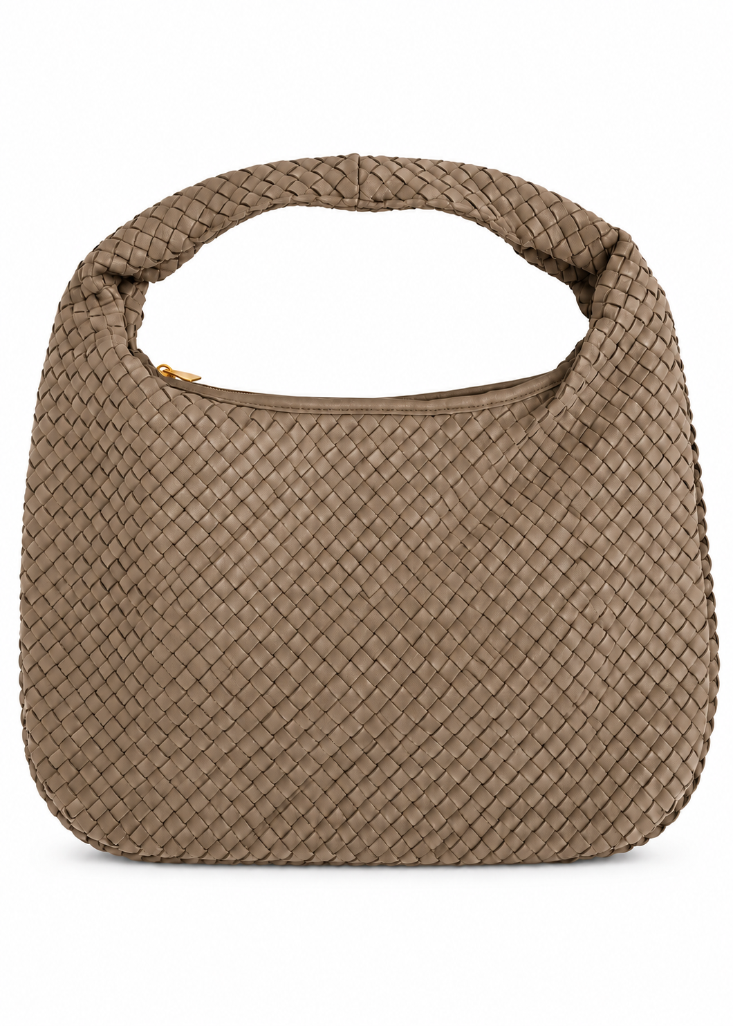 Borsa hobo intrecciata in suede taupe