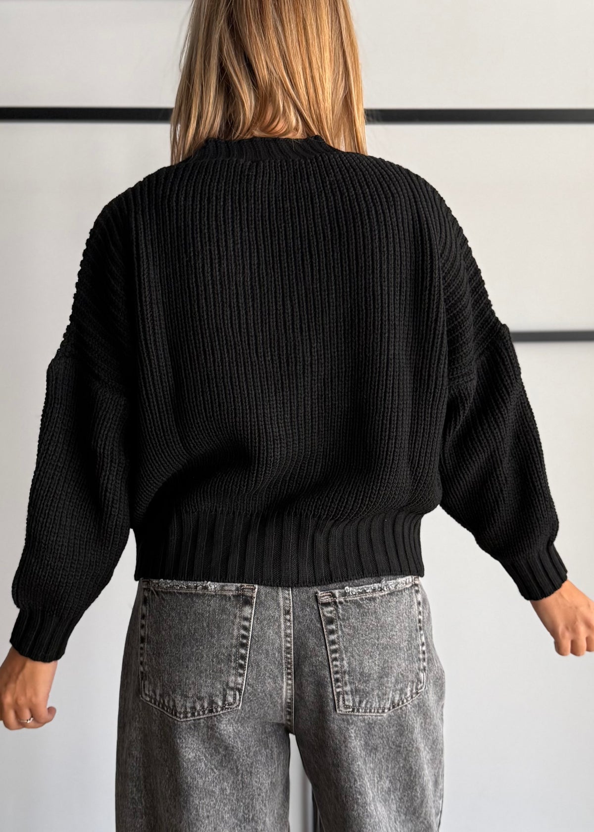 Cardigan chunky nero con bottoni - ZAHJR