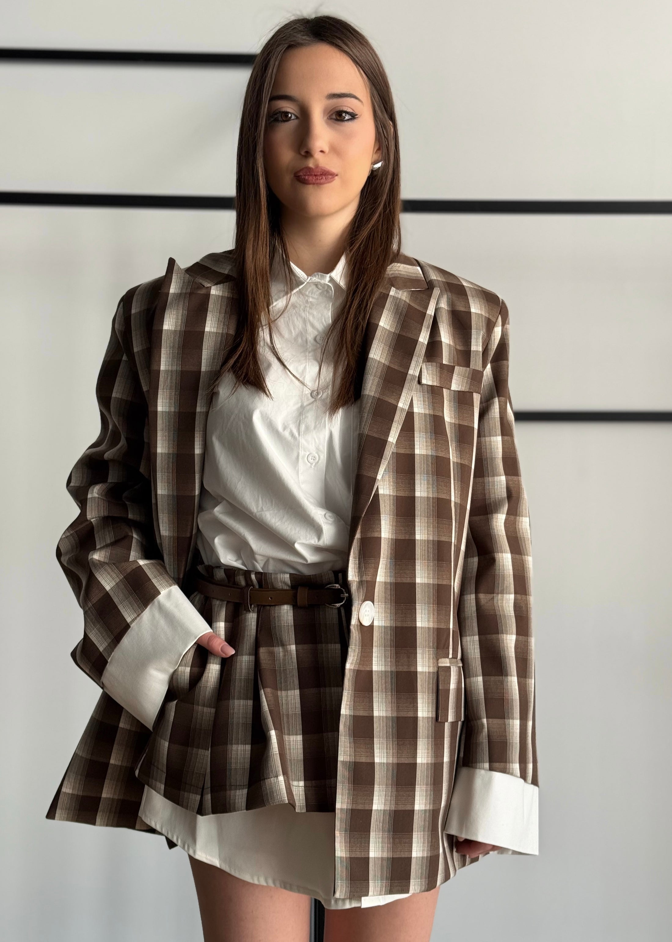 Gonna mini LUMINA a quadri moro