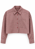 Carica l'immagine nel visualizzatore della galleria, Camicia cropped a quadri con taschino
