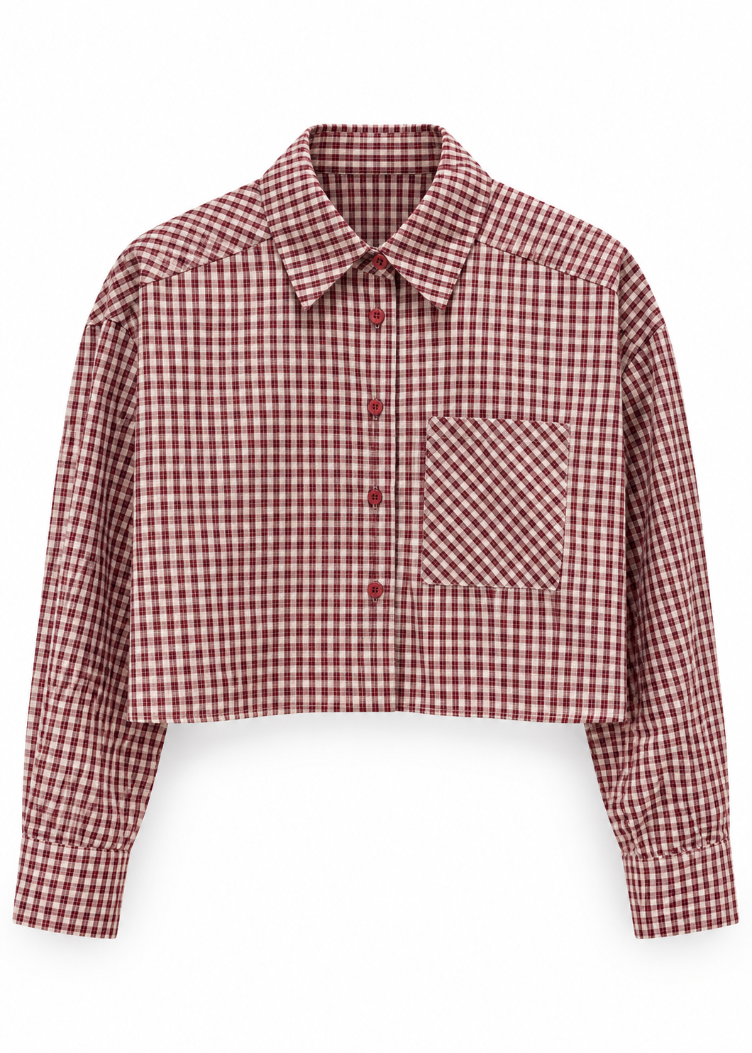 Camicia cropped a quadri con taschino