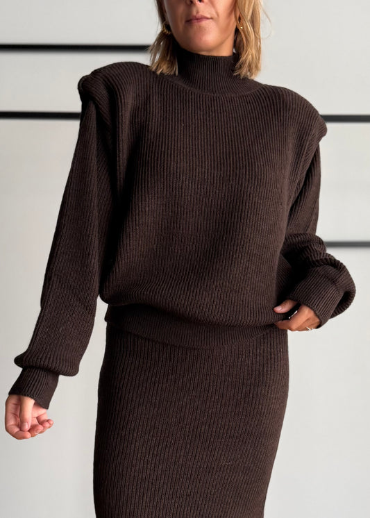 Maglia lupetto con spalle strutturate moro - KONTATTO