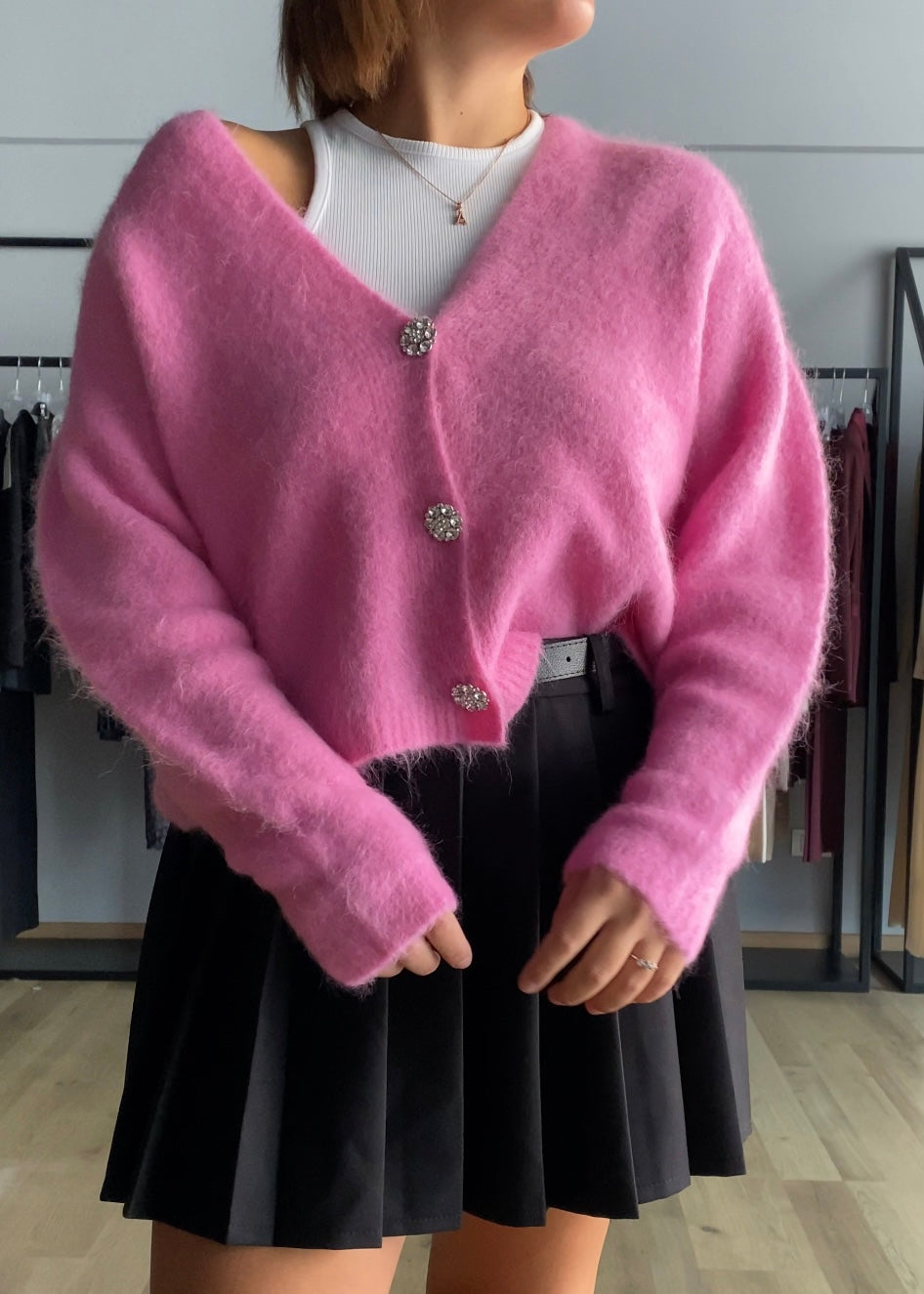 Cardigan con bottoni gioiello