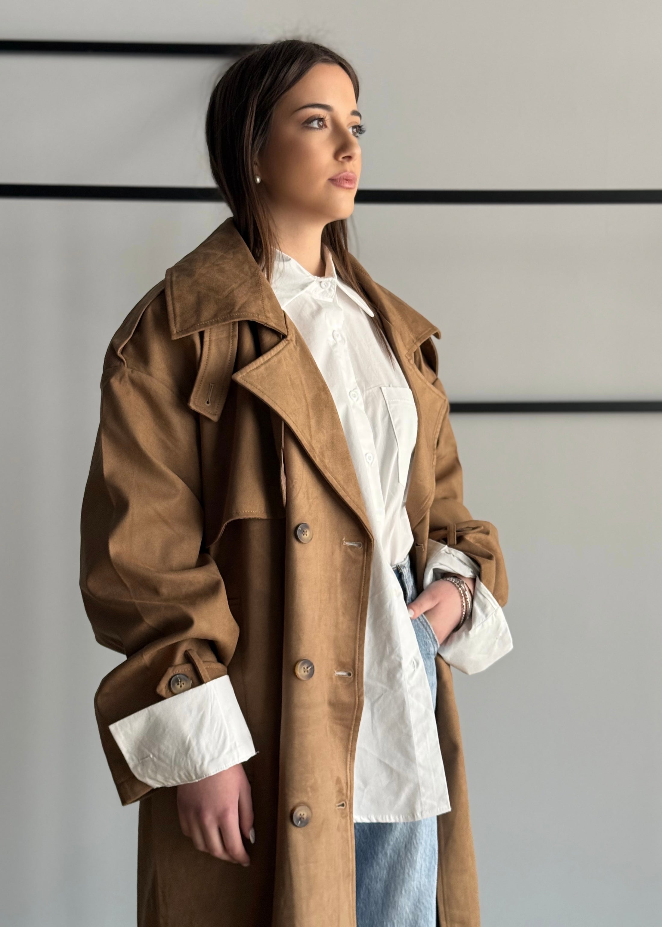 Trench THEVICE in suede cammello